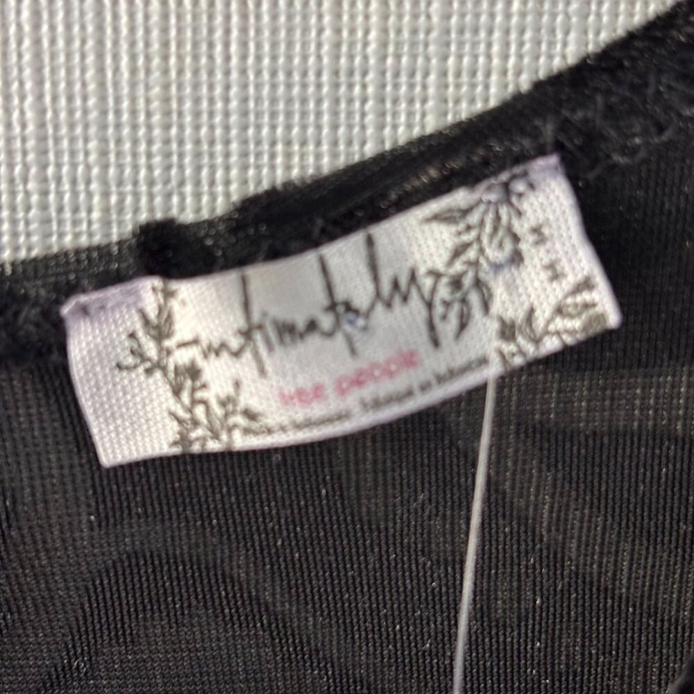 Free People Black Velvet Floral Sleeveless Bodycon Mini Dress Keyhole Back M - Picture 4 of 12